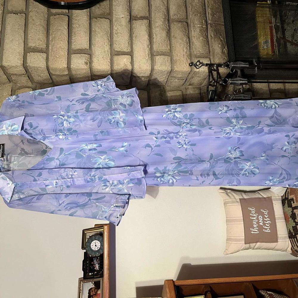 VINTAGE Purple Floral Positive Attitude Petite Dress + Shawl